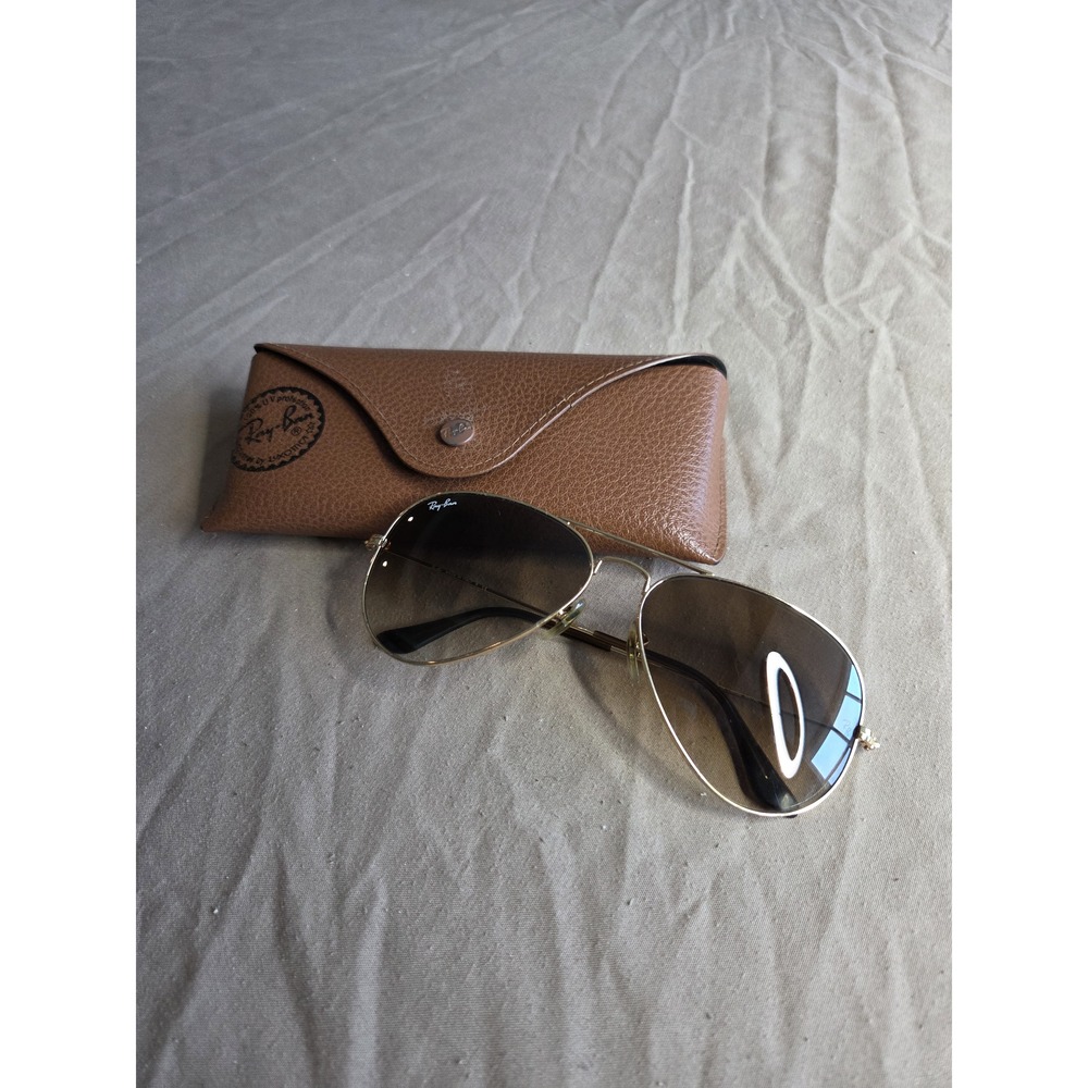 Ray-Ban Aviator Large Metal Sunglasses RB3025 58/14 Gold Brown with Case